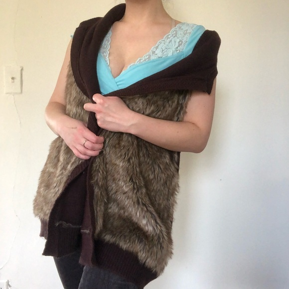 Relativity Jackets & Blazers - Brown Faux Fur Vest